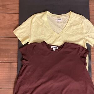 Treasure & Bond Yellow and Brown Short Sleeve Tops M